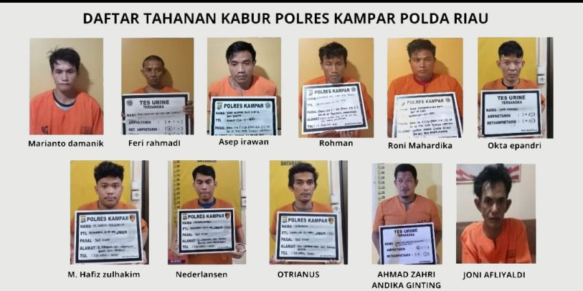11 Tahanan Polres Kampar Kabur, 12 Personil Diperiksa Termasuk Kapolres