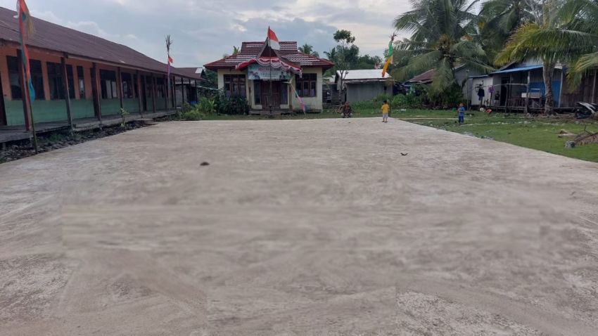 Soal Pokir Semenisasi Halaman Sekolah Diduga Asal Jadi di Kateman, Ini Penjelasan Kontraktor