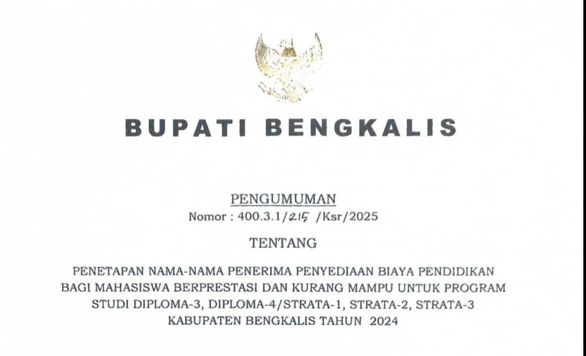 Bupati Kasmarni Tepati Janji, Pemkab Bengkalis Umumkan Penerima Beasiswa 2024