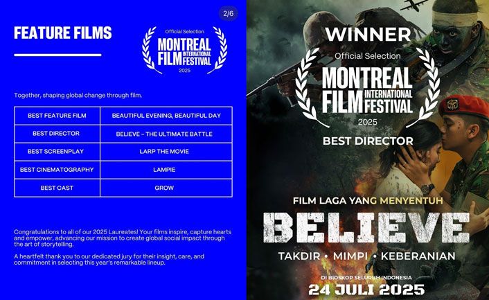 Film Believe Raih Juara Kategori Best Director di Festival Film Internasional Montreal 2025