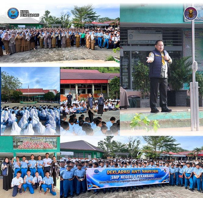 Sebanyak 1.185 Pelajar SMPN 8 Pekanbaru Deklarasi Anti Narkoba Bersama BNNK, Ada Dialog Interaktif dan Tes Urine