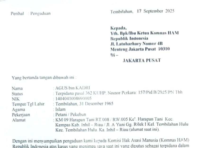 Merasa Dizalimi, Agus Mengadu ke Komnas HAM