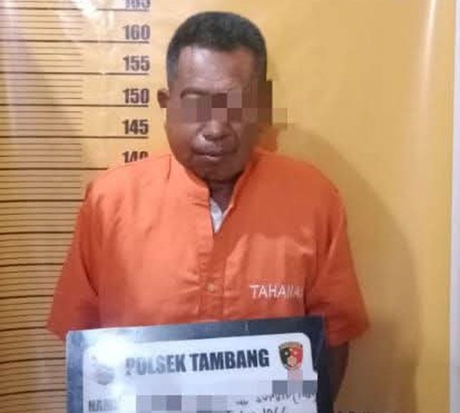 Pelaku Pencabulan Anak Diamankan Polsek Tambang Setelah Bonyok Dihajar Massa