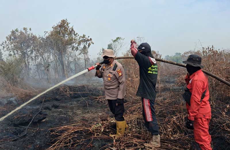 Tim Gabungan Berjibaku Padamkan Karhutla 10 Hektare Lahan Gambut Rupat