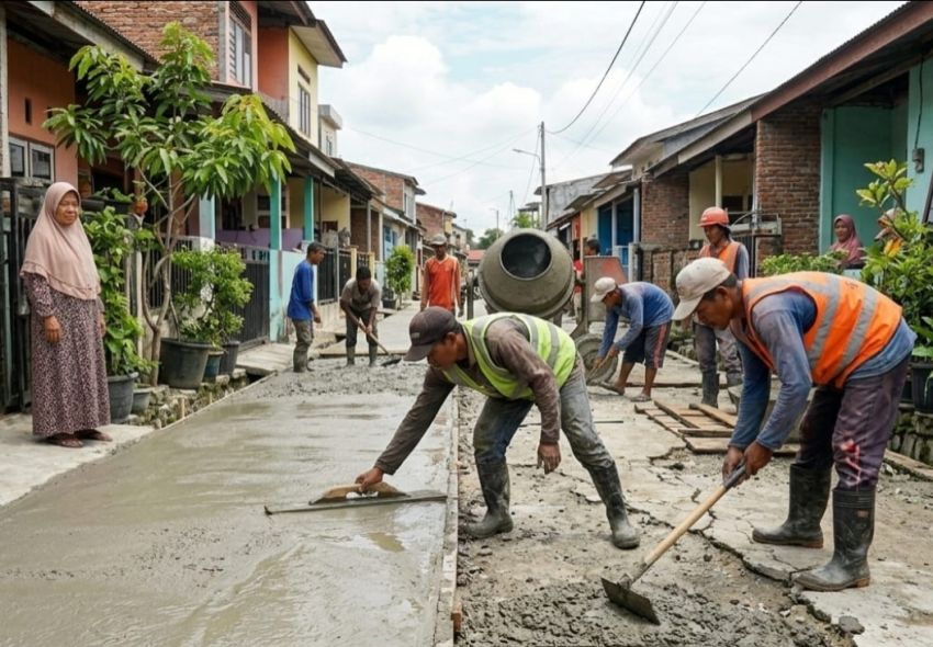 Pemerataan Infrastruktur, Semenisasi Jalan Lingkungan Pekanbaru Tahun Ini Ditargetkan Lebih dari 20 Kilometer
