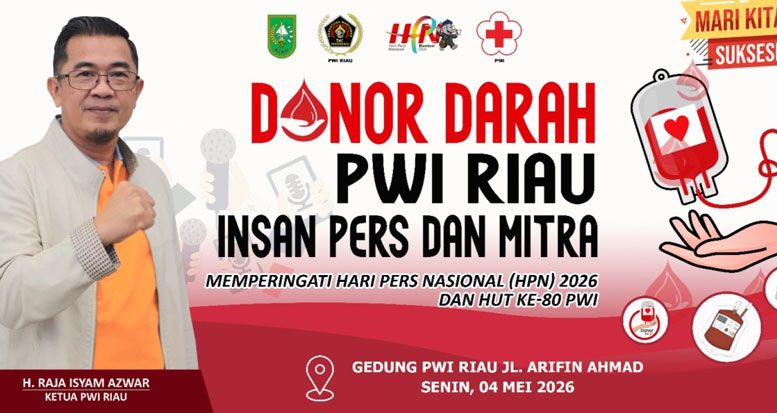 Sambut HPN dan HUT PWI ke-80, PWI Riau Undang Wartawan dan Warga Ikut Donor Darah