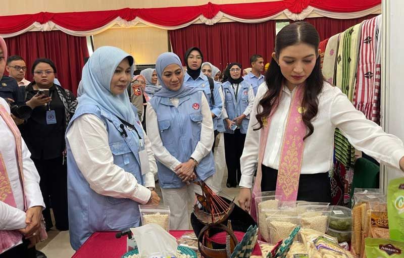 Hj. Katerina Susanti Sambut Kunjungan Ketua Dekranas RI di Stand Dekranasda Inhil