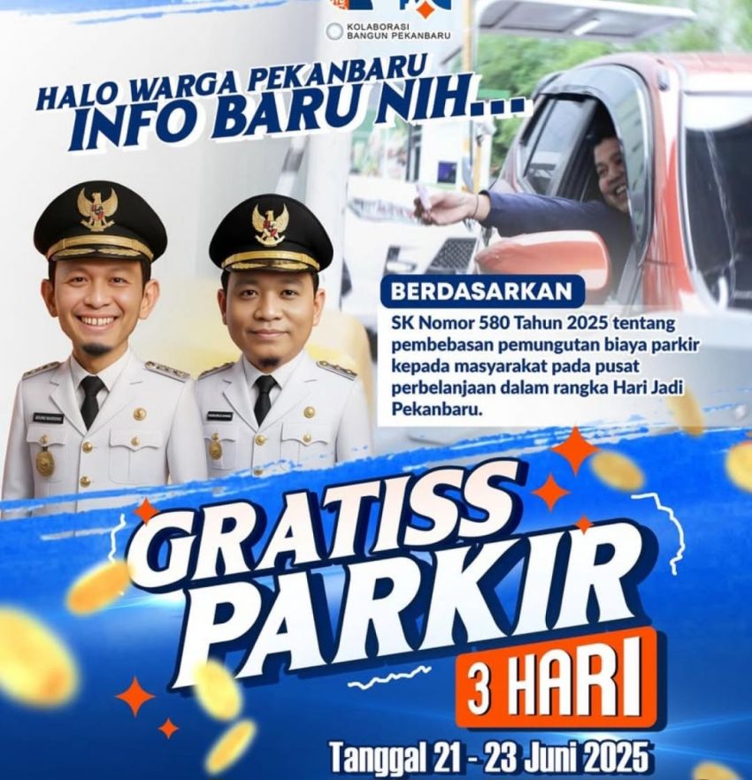 HUT Pekanbaru Ke-242, Gratis Parkir Tiga Hari