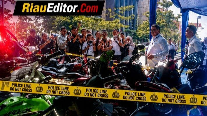 Polda Riau Bongkar Tiga Kasus Kriminal, Kombes Hasyim Perlihatkan Barang Bukti Ranmor Hasil Kejahatan