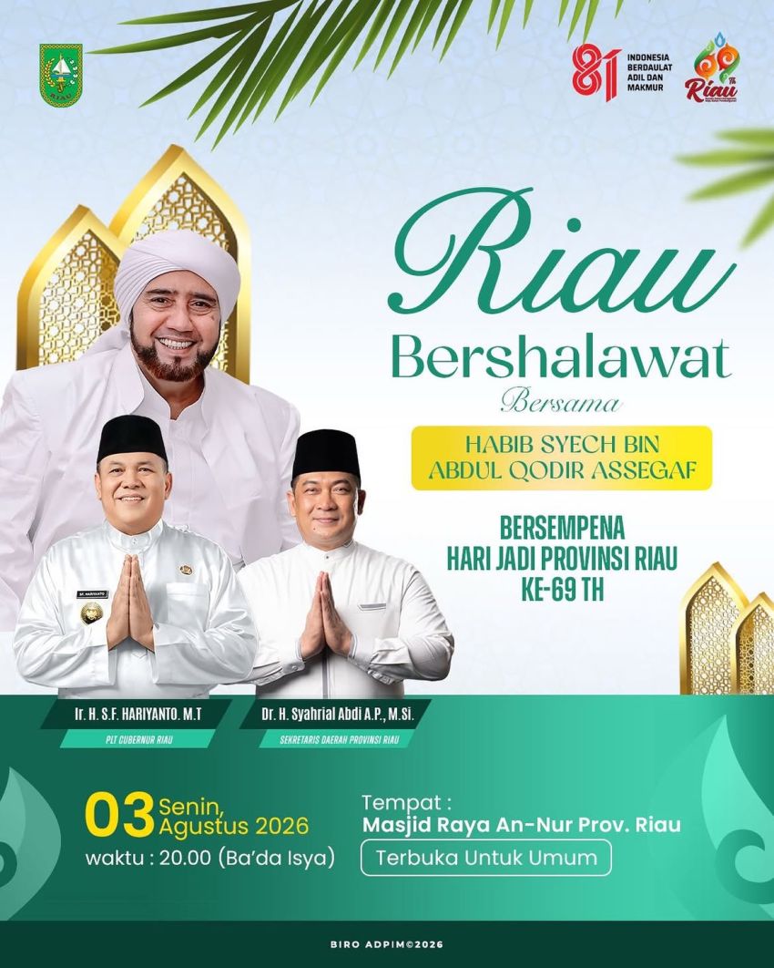 Sempena HUT Riau ke-69, Pemprov Gelar Riau Bershalawat Bersama Habib Syech