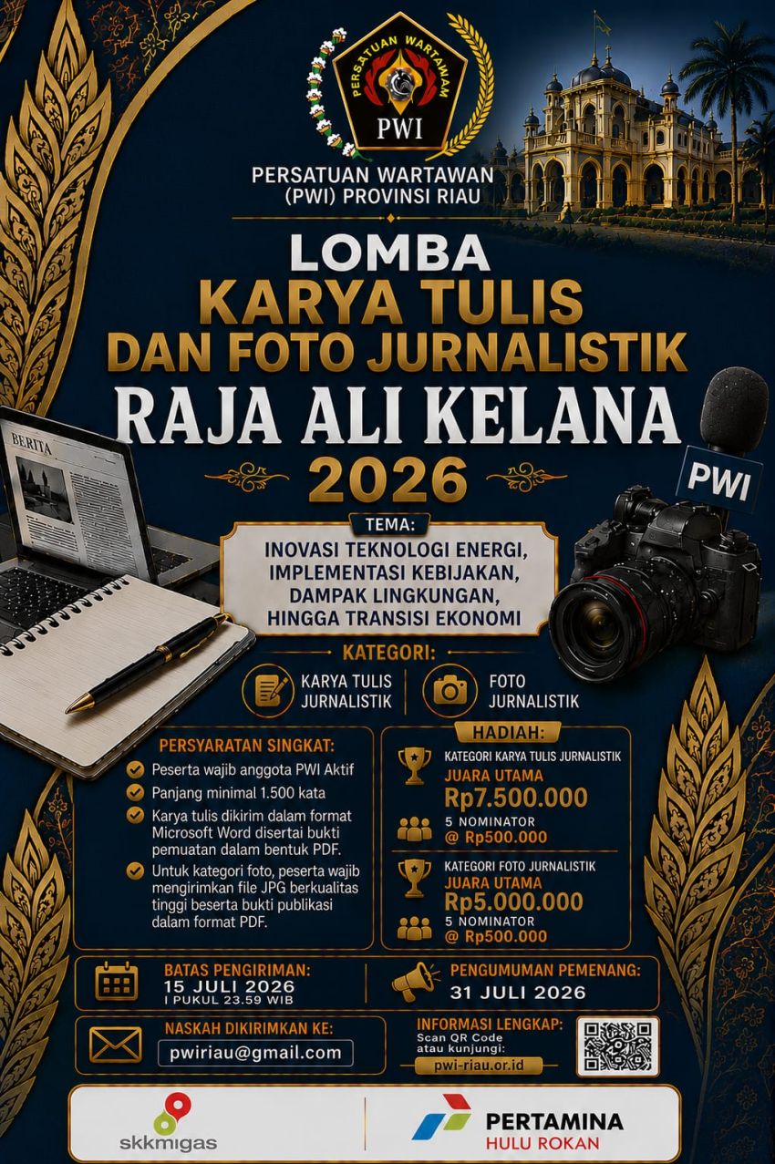 Lomba Karya Tulis dan Foto Jurnalistik Raja Ali Kelana 2026 Ditutup 15 Juli
