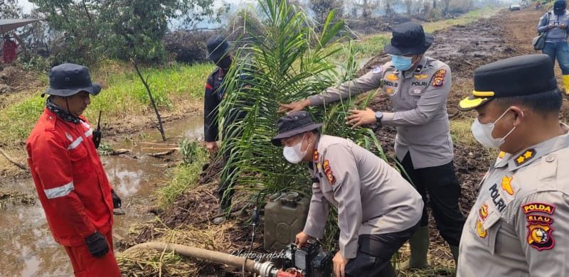 Berjibaku Melawan Karhutla di Kerumutan, Tim Gabungan Bangun Embung, Penyekatan dan Water Bombing