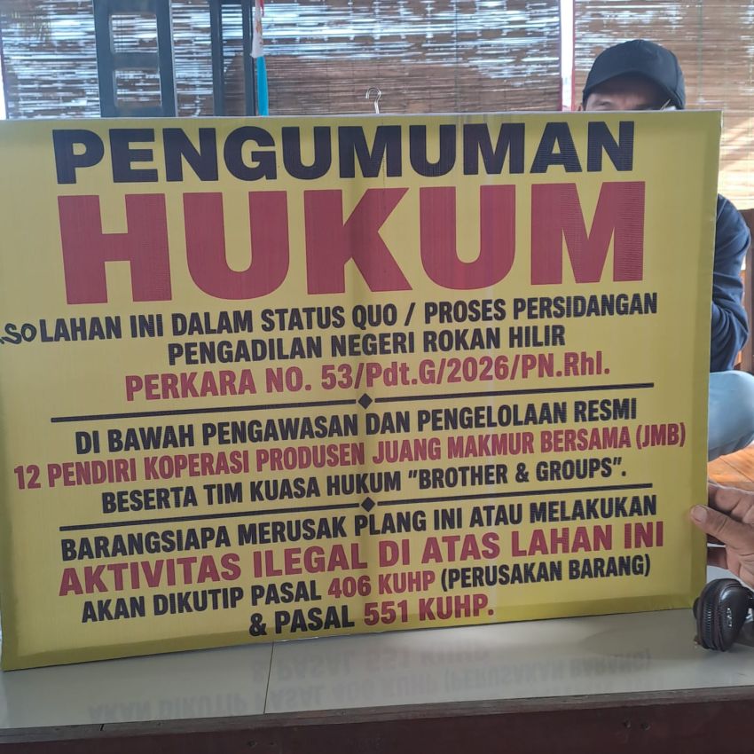 Kawal Status Quo, Pendiri Koperasi JMB Pasang Plank Peringatan