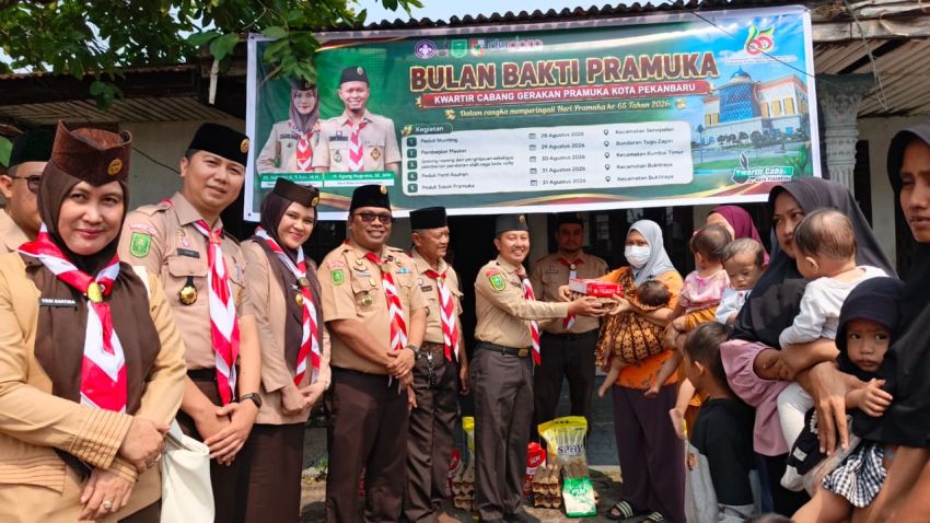 Peduli Stunting, Kwarcab Pramuka Pekanbaru Salurkan Bantuan di Senapelan