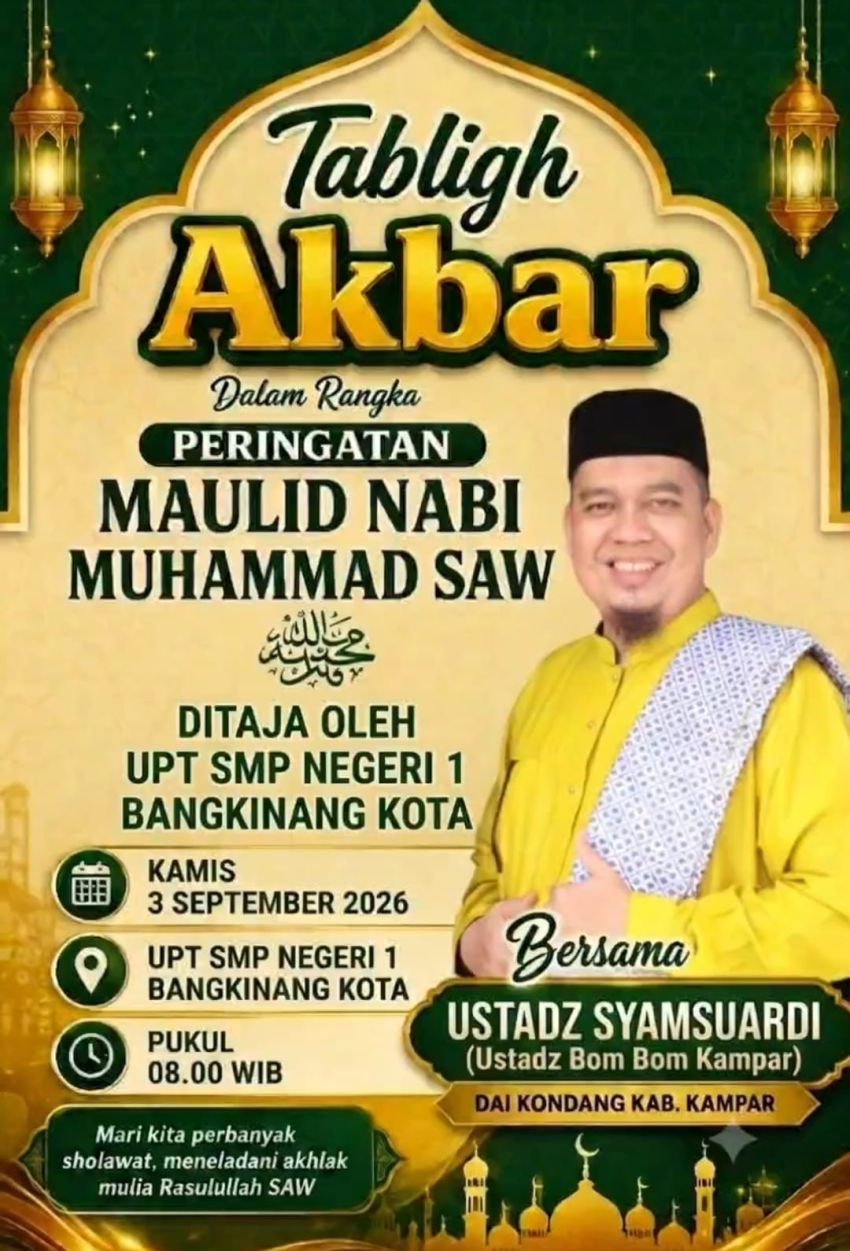UPT SMP Negeri 1 Bangkinang Kota Gelar Tablig Akbar Maulid Nabi Muhammad 1448 H