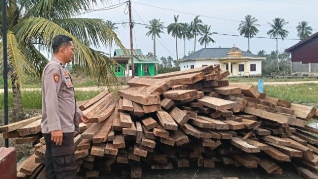 Polres Rohil Sita 483 Keping Kayu Olahan Diduga Hasil Ilog