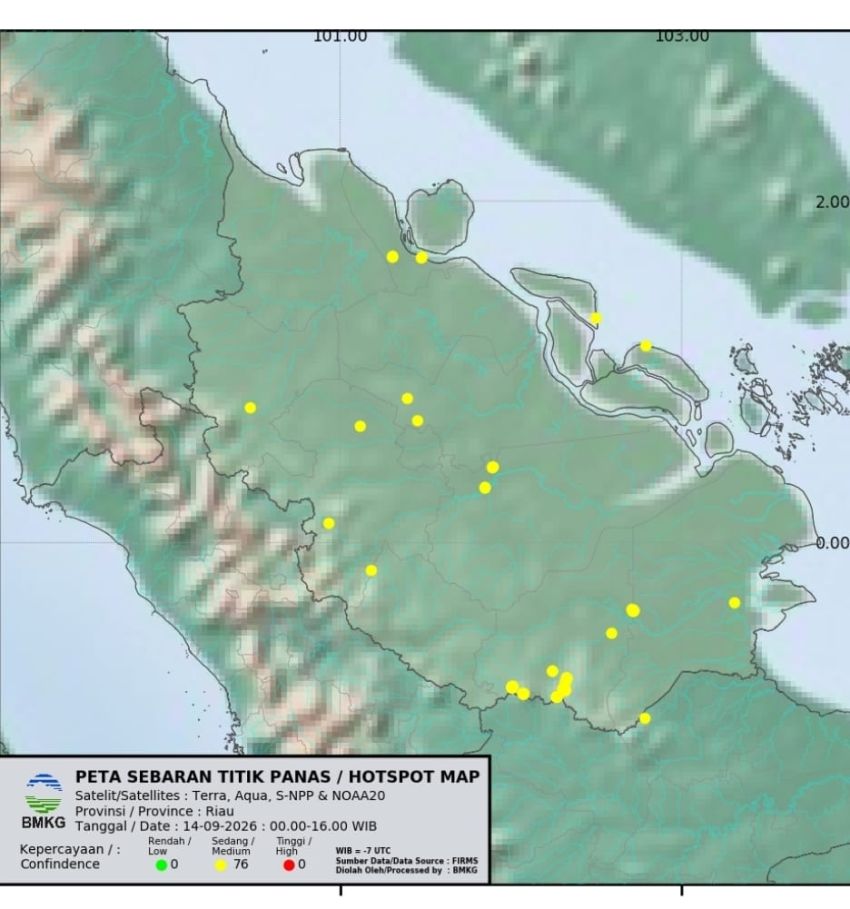Hotspot Riau Bertambah Lagi, Langit Pekanbaru Kembali Diselimuti Asap