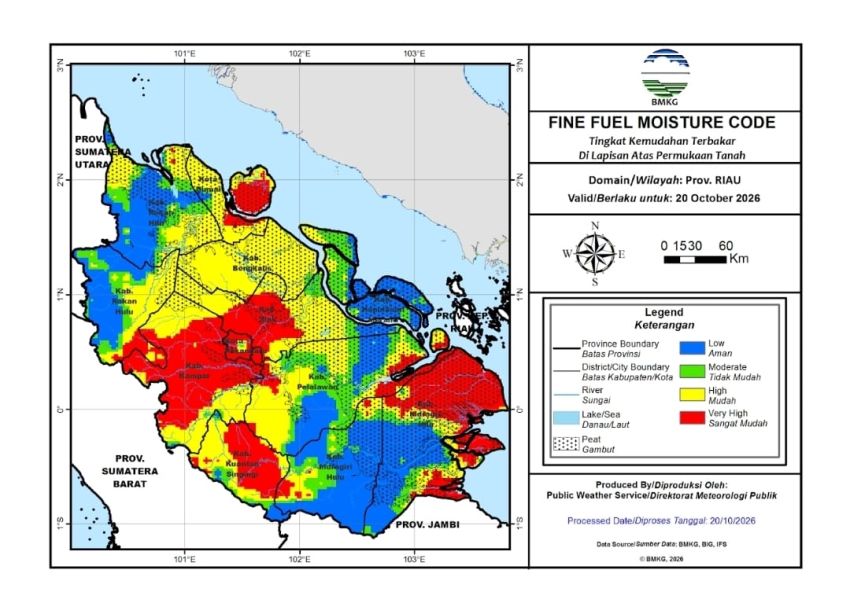 Hotspot Sumatera 1.381 Titik Pagi Ini, Atmosfer Pekanbaru Tidak Sehat