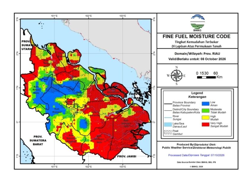 Jumlah Hotspot Riau Naik Jadi 19 Titik, Sumatera 4.845, Udara Pekanbaru Sangat Tidak Sehat