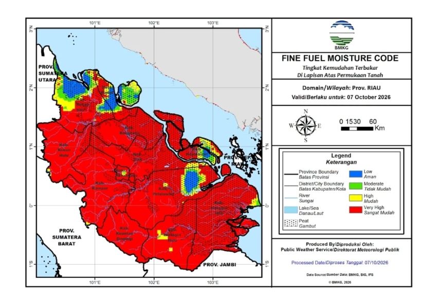 Hotspot Melonjak Lagi, Sumatera 4.806, Riau 16, Kualitas Udara Pekanbaru Sangat Tidak Sehat