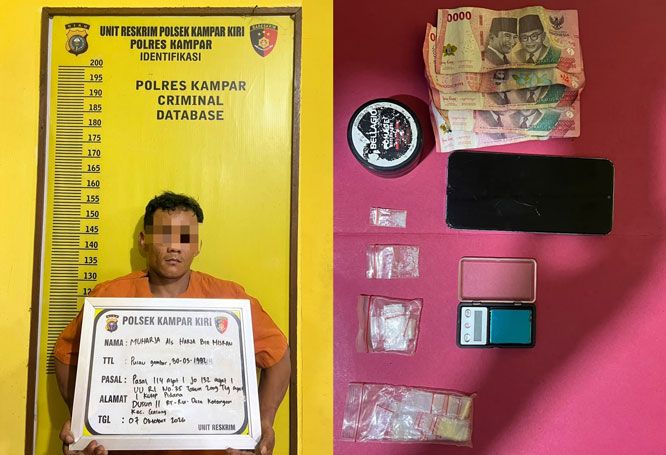 Polsek Kampar Kiri Ungkap Dugaan Peredaran Sabu di Gunung Sahilan, 0,55 Gram Diamankan